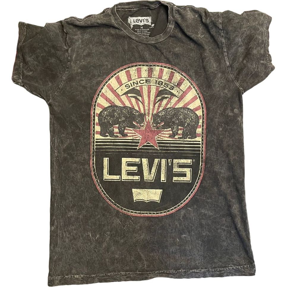 Levi's Tee, 1853 Distressed Graphic Print, Bear, Black, Men's, Size Medium